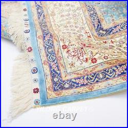 Blue 6x9ft Silk Area Rugs All Over Design Hand Knotted Villa Luxury Carpets 234A
