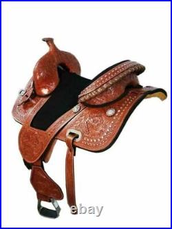 Carved All-Western Treeless leather Pleasure Reining 16 Saddle All Sizes