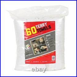 Case of 300 Terry Towels 5 Bags of 60 All Purpose Cleaning Grade Rags White
