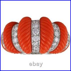 Coral Cocktail Women Ring For Women Handcrafted Design CZ 925 Sterling Silver