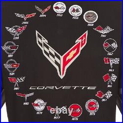 Corvette Racing Jacket Collage Embroidered Cotton Men JH Design Black New