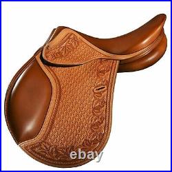 DD Leather Light Weight Golden Brown English All purpose hand tooled Saddle