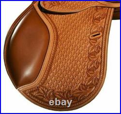 DD Leather Light Weight Golden Brown English All purpose hand tooled Saddle