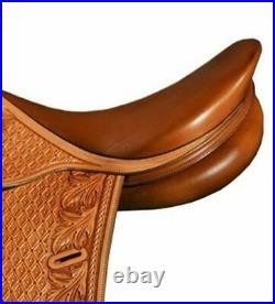DD Leather Light Weight Golden Brown English All purpose hand tooled Saddle 16