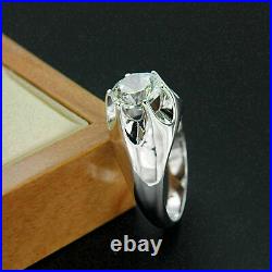 Design Men's Solitaire Engagement Wedding Ring 14K White Gold Finish 2Ct Diamond