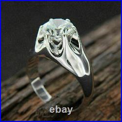 Design Men's Solitaire Engagement Wedding Ring 14K White Gold Finish 2Ct Diamond