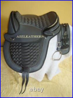 Designer Treeless Synthetic Saddle in Grey/Black Color Avaliable In 5 Sizes