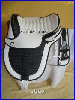 Designer all purpose Treeless Synthetic Saddle White/Black matching Girth