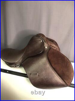 English Professional All Purpose Genuine Leather Brown Horse Saddle 16 inch