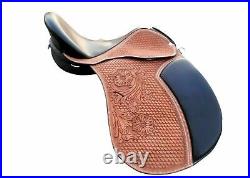 English Treeless jumping All Purpose Handmade Tooling Carving Leather Saddle