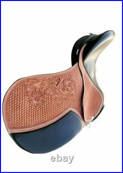 English Treeless jumping All Purpose Handmade Tooling Carving Leather Saddle