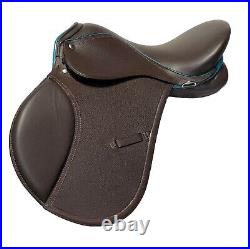 Equitem Leather Youth All Purpose AP English Saddle Only with Teal Trim