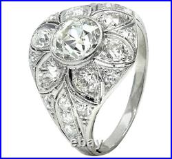 Fancy Intense White Brilliant Cut 2.89CT Lab-Created Diamonds Flower Design Ring