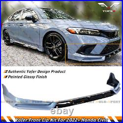 For 2022-2024 Honda Civic Yofer Sonic Gray Black Front Bumper Lip Splitter Kit