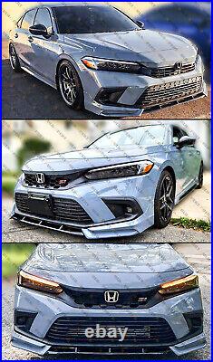 For 2022-2024 Honda Civic Yofer Sonic Gray Black Front Bumper Lip Splitter Kit