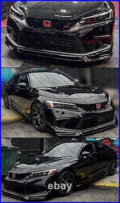 For 2022-24 11th Honda Civic Yofer V3 Glossy Black Front Bumper Lip Splitter Kit