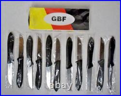 GBF Germany Chromstahl 10 Vintage All-Purpose Kitchen Knives Black NIOB Uncommon