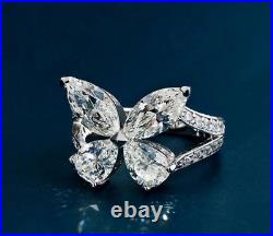 Gorgeous Butterfly Design Marquise, Pear & Round Cut 3.62CT CZ 935 Silver Ring