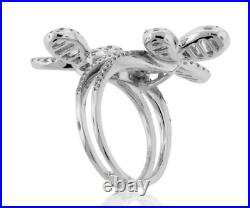 Hand-Crafted Two Butterfly Design 2.05CT White Diamonds 935 Silver Bridal Ring