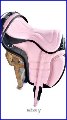 Handmade All Purpose pink+black Synthetic Free-max Horse English Saddle Size 18