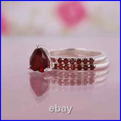 Heart Shape Garnet Ring For Women 925 Sterling Silver Wedding/Engagement Design