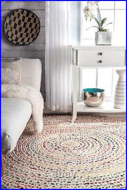 Indian Rug 100% Cotton Design Carpet 100% Handmade Braided Farmhouse Modern Rugs
