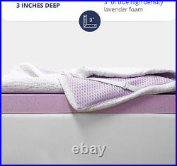 King 3 Inch Purple Memory Foam Mattress Topper Gel Infused Cooling Mattress Pad