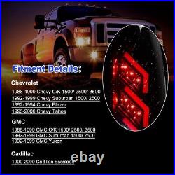 LED Smoked Tail Lights For 1988-99 Chevy GMC C/K 1500 2500 3500 Brake Lamps Pair