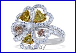 Lab-Created Fancy Color & Sparkle White Diamonds Beautiful Flower Design Ring
