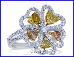 Lab-Created Fancy Color & Sparkle White Diamonds Beautiful Flower Design Ring