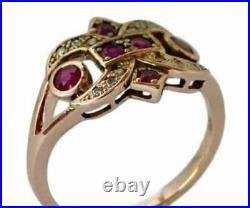 Ladies 1.50Ct Oval Cut Red Ruby Unique Design Engagement Ring 14K Rose Gold Over