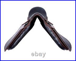 Leather Jumping English Riding Horse Saddle Premium All Purpose Tack 14-18 inch