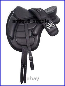 Leather Treeless Saddle Freemax Saddle 11 Sizes 4 Colors with plastic stirrup