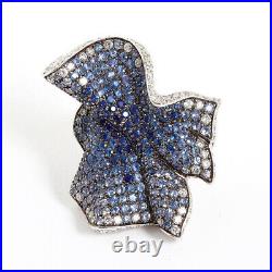 Magnificent Italian Design 7.10TCW Blue Sapphires & Lab-Created Diamonds Ring