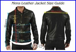Men's Leather Jacket Genuine Lambskin Winter Wear Brown Leather Bomber Jacket