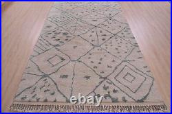 Moroccan Beni Ourain Design Rug, 6'x9', Ivory/Blue, All wool pile