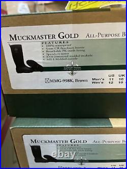 Muckmaster Gold Mens All Purpose Waterproof Boots, Size 11- Brand New In Box