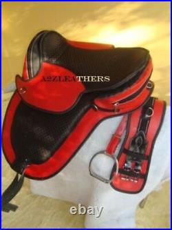 Multipurpose Treeless Synthetic Saddle in Red & Black (5 days delivery by DHL)