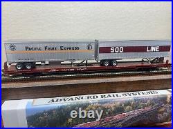 NATX 85 ft ALL PURPOSE TOFC FLAT CAR with 2 TRAILERS SOO / SP-UP HO Scale NEW RTR