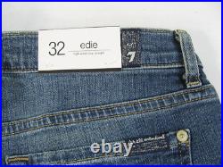 NEW 7 FOR ALL MANKIND Edie High Waist Crop Straight Jeans 32 in Authentic Medium
