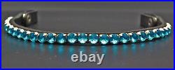 NEW DESIGN BLING SPARKLY BLUE CRYSTAL WITH BLACK LEATHER BROW BAND All Size