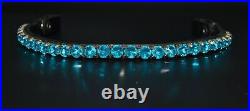 NEW DESIGN BLING SPARKLY BLUE CRYSTAL WITH BLACK LEATHER BROW BAND All Size