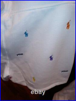 NWT Polo Ralph Lauren All Over Pony Design Fleece Mini Shorts in White