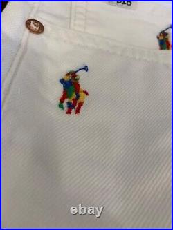 NWT Polo Ralph Lauren WHITE Multicolor ALL OVER PONY Denim Jeans size 40 x 30