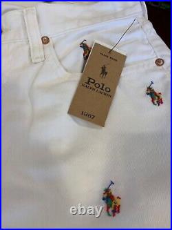 NWT Polo Ralph Lauren WHITE Multicolor ALL OVER PONY Denim Jeans size 40 x 30