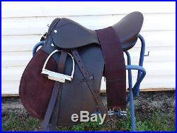 New 17 Brown Leather AP Jump English Saddle with Brown Leathers & Irons