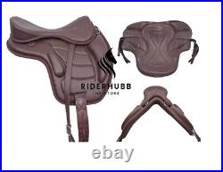 New Brown Treeless Leather English Horse Saddle & tack Brown color
