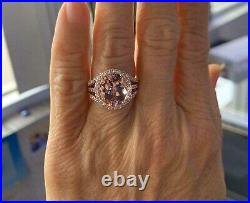 New Design 4Ct Oval Cut Lab Created Morganite Wedding Ring 14K Rose Gold Plated