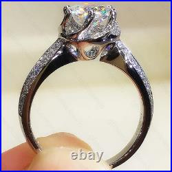 New Design 7 mm Round Cut Moissanite Engagement Ring In 14K White Gold Plated