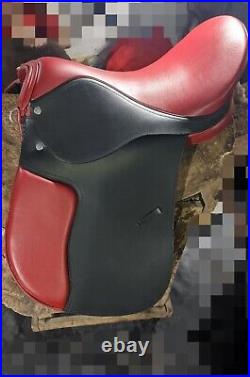 New Design BLACK LEATHER WITH RED SYNTHETIC English All Purpose Jumping Saddle